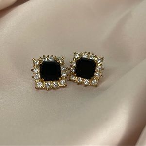 Vintage Square black & pave earrings